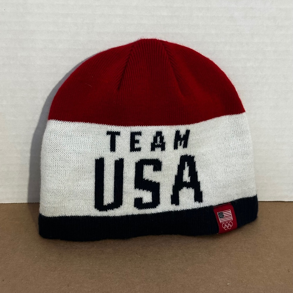 Team Apparel Beanie Unisex OS Red White Navy Good Team USA Olympic Knit Hat